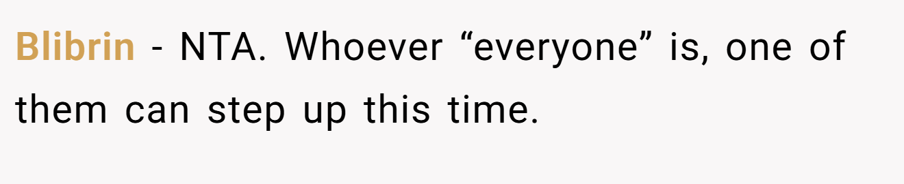 Blibrin − NTA. Whoever “everyone” is, one of them can step up this time.