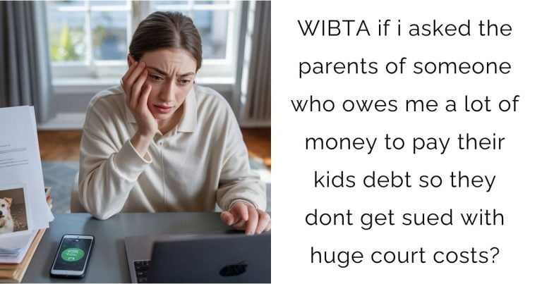 WIBTA if i asked the parents of someone who owes me a lot of money to pay their kids debt so they dont get sued with huge court costs?