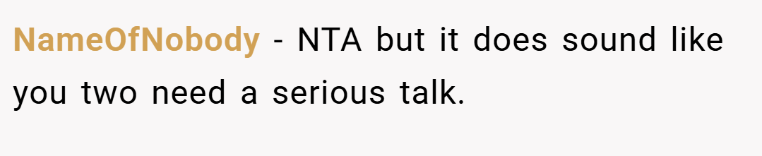 NameOfNobody − NTA but it does sound like you two need a serious talk.