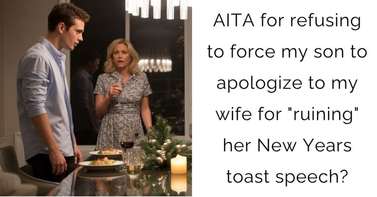 AITA for refusing to force my son to apologize to my wife for “ruining” her New Years toast speech?