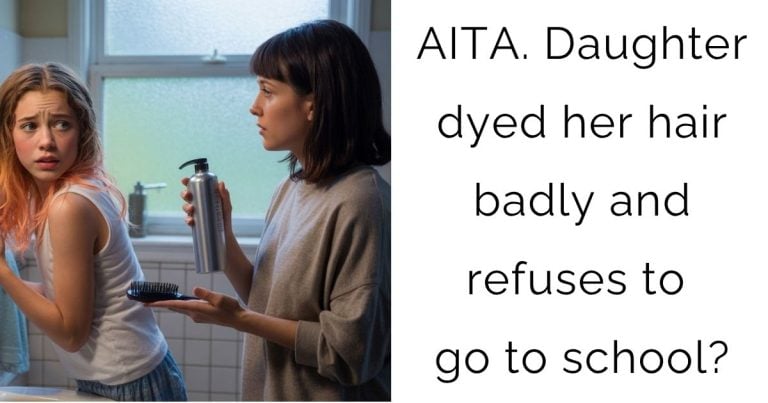 AITA. Daughter dyed her hair badly and refuses to go to school?
