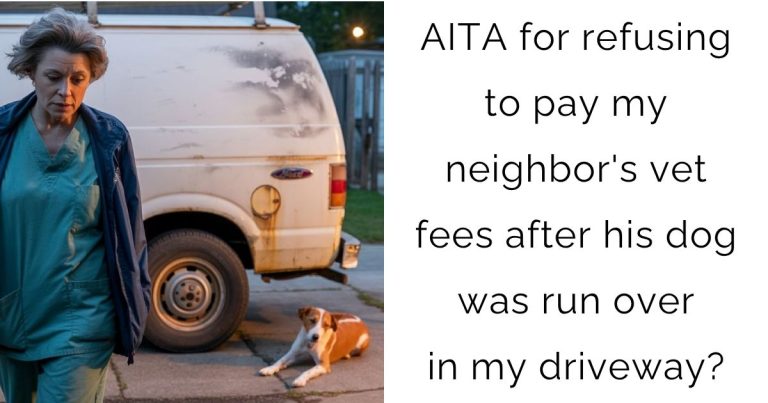 AITA for refusing to pay my neighbor’s vet fees after his dog was run over in my driveway?
