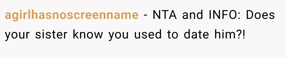 agirlhasnoscreenname − NTA and INFO: Does your sister know you used to date him?!