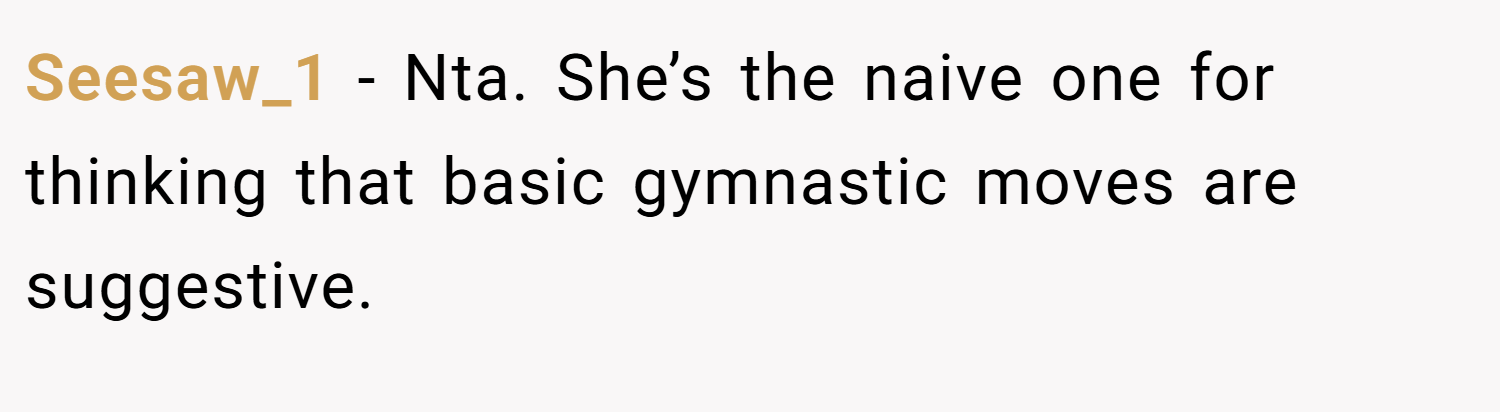 Seesaw_1 − Nta. She’s the naive one for thinking that basic gymnastic moves are suggestive.