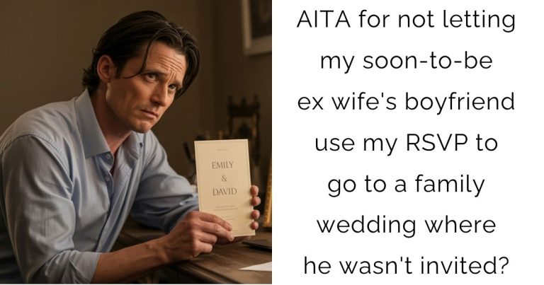 AITA for not letting my soon-to-be ex wife’s boyfriend use my RSVP to go to a family wedding where he wasn’t invited?
