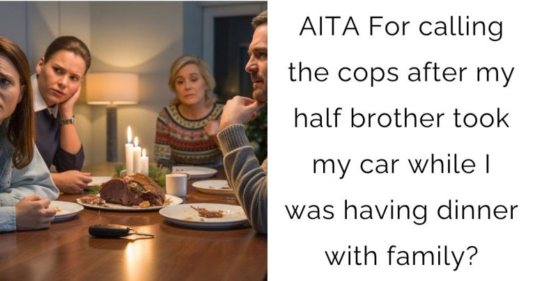 AITA For calling the cops after my half brother took my car while I was having dinner with family?
