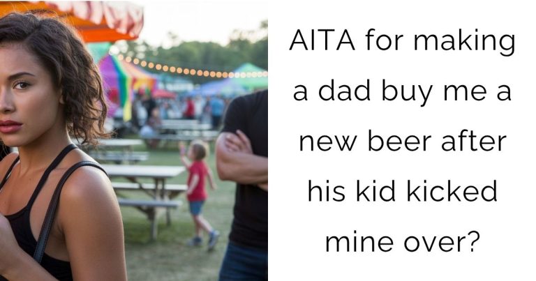 AITA for making a dad buy me a new beer after his kid kicked mine over?