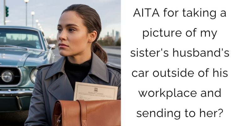 AITA for taking a picture of my sister’s husband’s car outside of his workplace and sending to her?