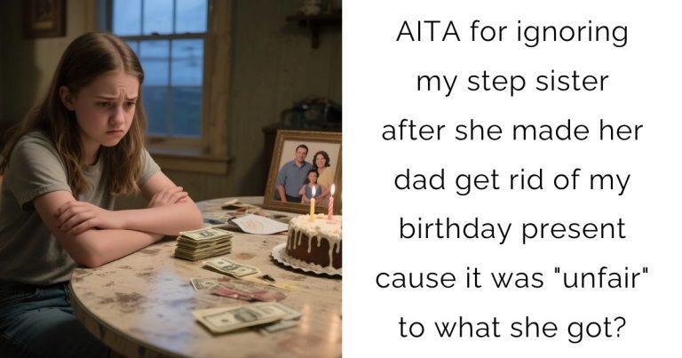 AITA for ignoring my step sister after she made her dad get rid of my birthday present cause it was “unfair” to what she got?