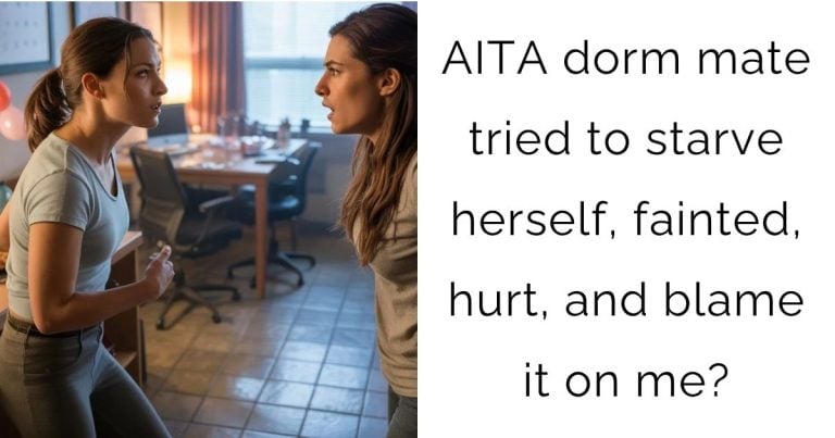 AITA dorm mate tried to starve herself, fainted, hurt, and blame it on me?