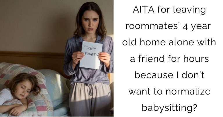 AITA for leaving roommates’ 4 year old home alone with a friend for hours because I don’t want to normalize babysitting?