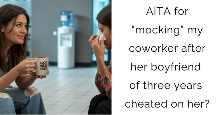 AITA for “mocking” my coworker after her boyfriend of three years cheated on her?