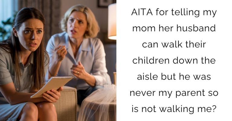 AITA for telling my mom her husband can walk their children down the aisle but he was never my parent so is not walking me?