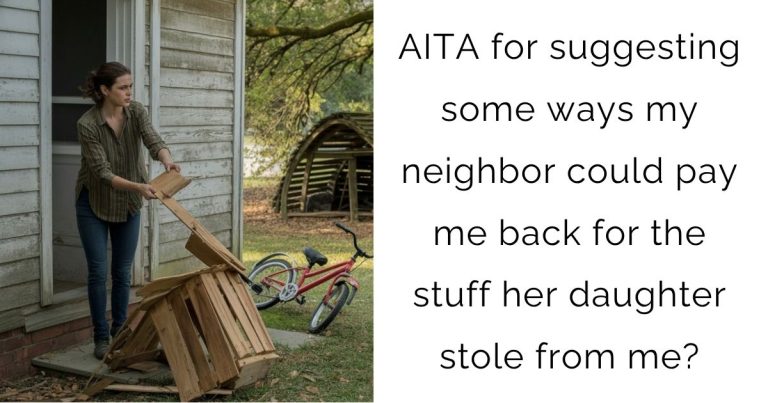AITA for suggesting some ways my neighbor could pay me back for the stuff her daughter stole from me?