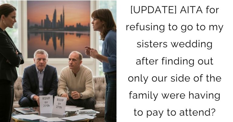 [UPDATE] AITA for refusing to go to my sisters wedding after finding out only our side of the family were having to pay to attend?