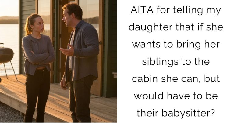 AITA for telling my daughter that if she wants to bring her siblings to the cabin she can, but would have to be their babysitter?