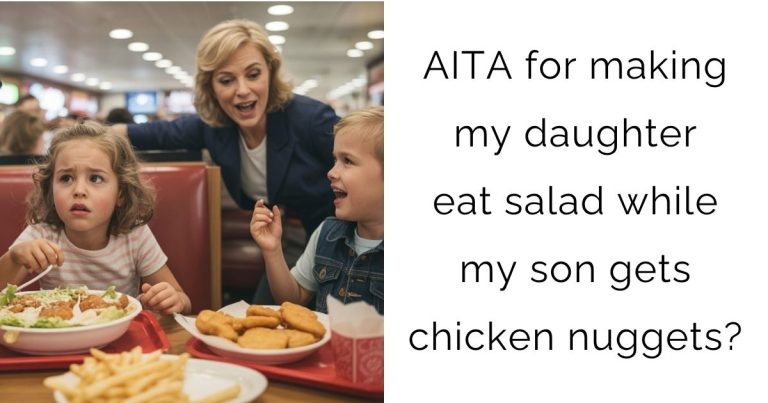 AITA for making my daughter eat salad while my son gets chicken nuggets?