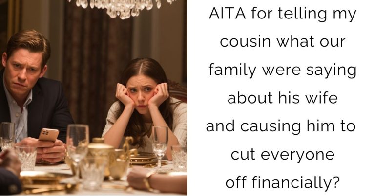 AITA for telling my cousin what our family were saying about his wife and causing him to cut everyone off financially?