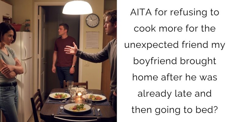 AITA for refusing to cook more for the unexpected friend my boyfriend brought home after he was already late and then going to bed?