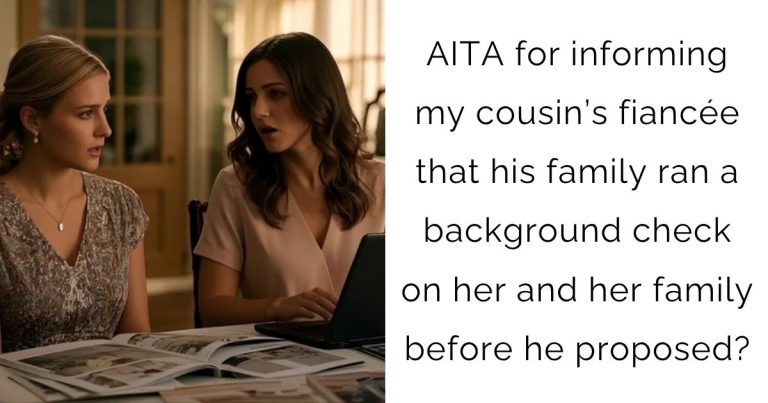 AITA for informing my cousin’s fiancée that his family ran a background check on her and her family before he proposed?