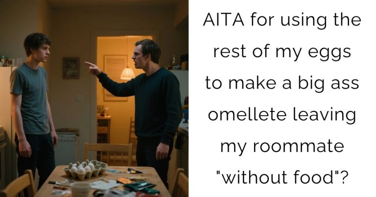 AITA for using the rest of my eggs to make a big ass omellete leaving my roommate “without food”?