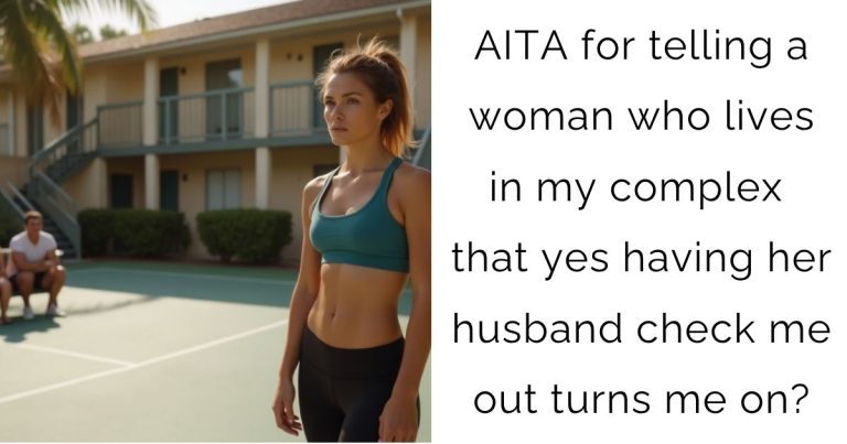 AITA for telling a woman who lives in my complex that yes having her husband check me out turns me on?