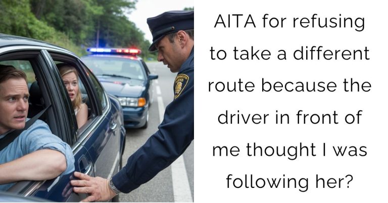 AITA for refusing to take a different route because the driver in front of me thought I was following her?