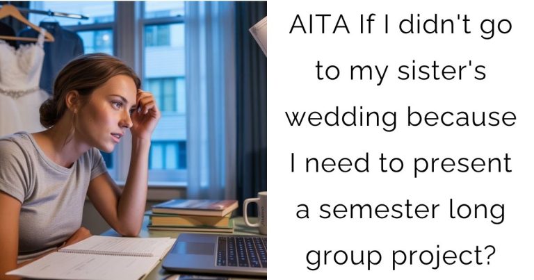 AITA If I didn’t go to my sister’s wedding because I need to present a semester long group project?