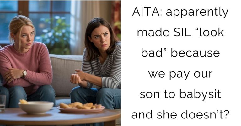 AITA: apparently made SIL “look bad” because we pay our son to babysit and she doesn’t?