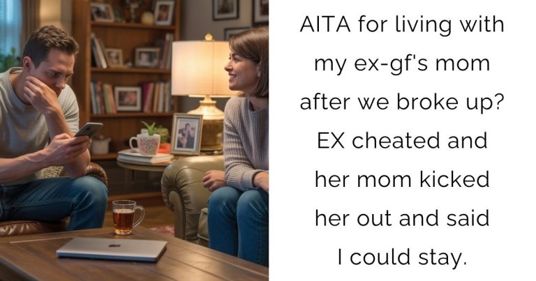 AITA for living with my ex-gf’s mom after we broke up? EX cheated and her mom kicked her out and said I could stay.