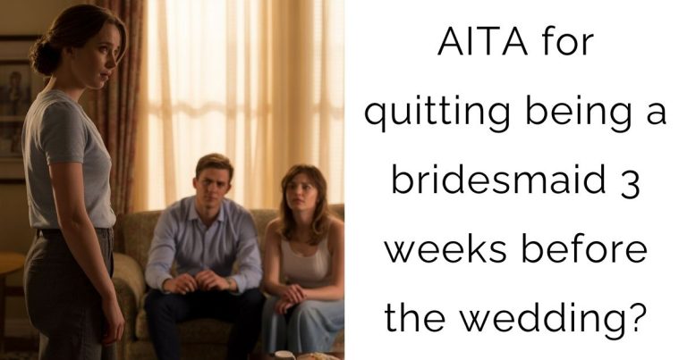 AITA for quitting being a bridesmaid 3 weeks before the wedding?