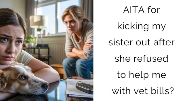 AITA for kicking my sister out after she refused to help me with vet bills?