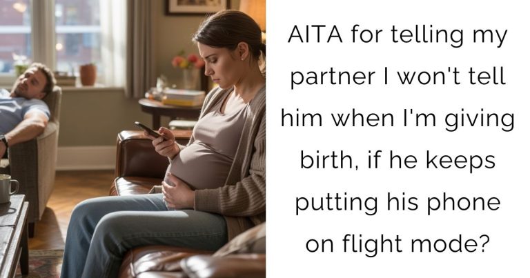 AITA for telling my partner I won’t tell him when I’m giving birth, if he keeps putting his phone on flight mode?