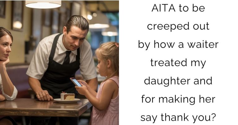 AITA to be creeped out by how a waiter treated my daughter and for making her say thank you?