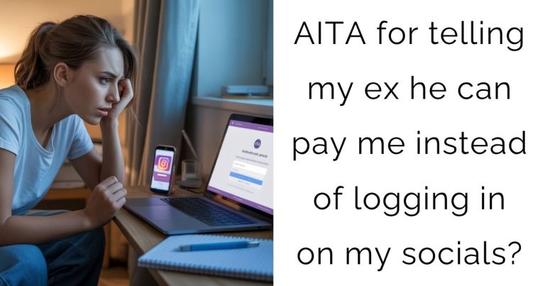 AITA for telling my ex he can pay me instead of logging in on my socials?