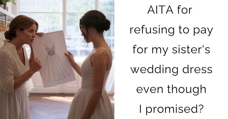 AITA for refusing to pay for my sister’s wedding dress even though I promised?