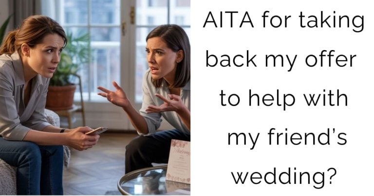 AITA for taking back my offer to help with my friend’s wedding?