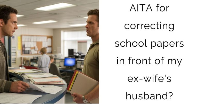AITA for correcting school papers in front of my ex-wife’s husband?