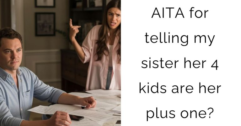 AITA for telling my sister her 4 kids are her plus one?