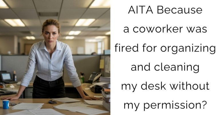 AITA Because a coworker was fired for organizing and cleaning my desk without my permission?
