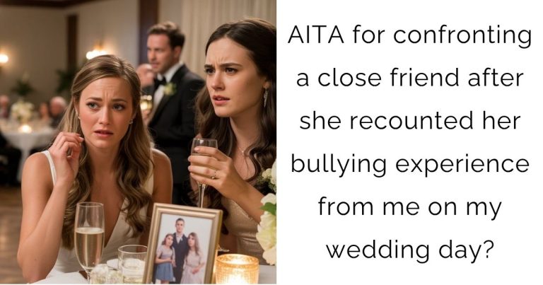 AITA for confronting a close friend after she recounted her bullying experience from me on my wedding day?