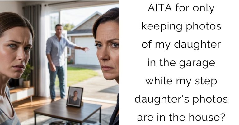 AITA for only keeping photos of my daughter in the garage while my step daughter’s photos are in the house?