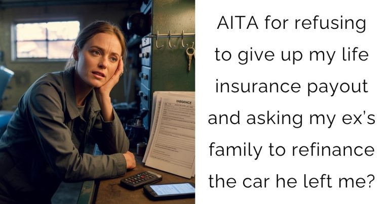 AITA for refusing to give up my life insurance payout and asking my ex’s family to refinance the car he left me?