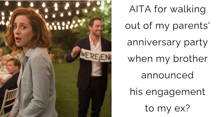 AITA for walking out of my parents’ anniversary party when my brother announced his engagement to my ex?