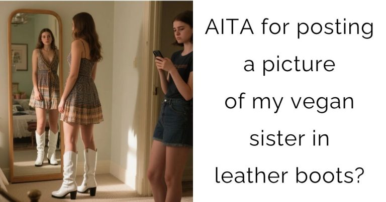 AITA for posting a picture of my vegan sister in leather boots?