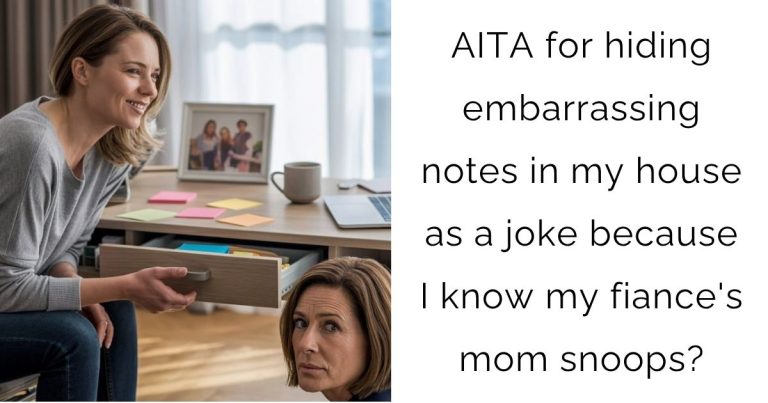 AITA for hiding embarrassing notes in my house as a joke because I know my fiance’s mom snoops?