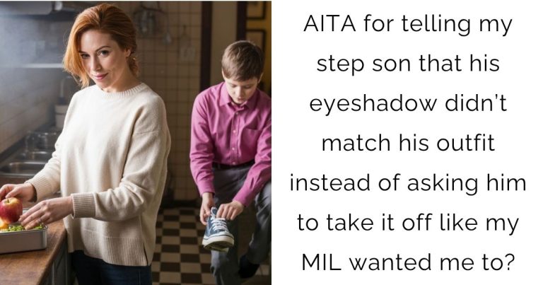 AITA for telling my step son that his eyeshadow didn’t match his outfit instead of asking him to take it off like my MIL wanted me to?