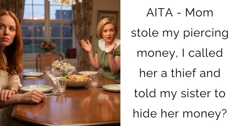 AITA – Mom stole my piercing money, I called her a thief and told my sister to hide her money?