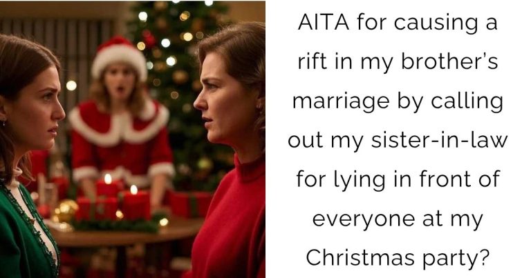AITA for causing a rift in my brother’s marriage by calling out my sister-in-law for lying in front of everyone at my Christmas party?