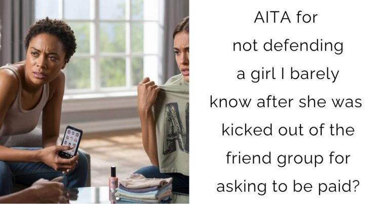 AITA for not defending a girl I barely know after she was kicked out of the friend group for asking to be paid?
